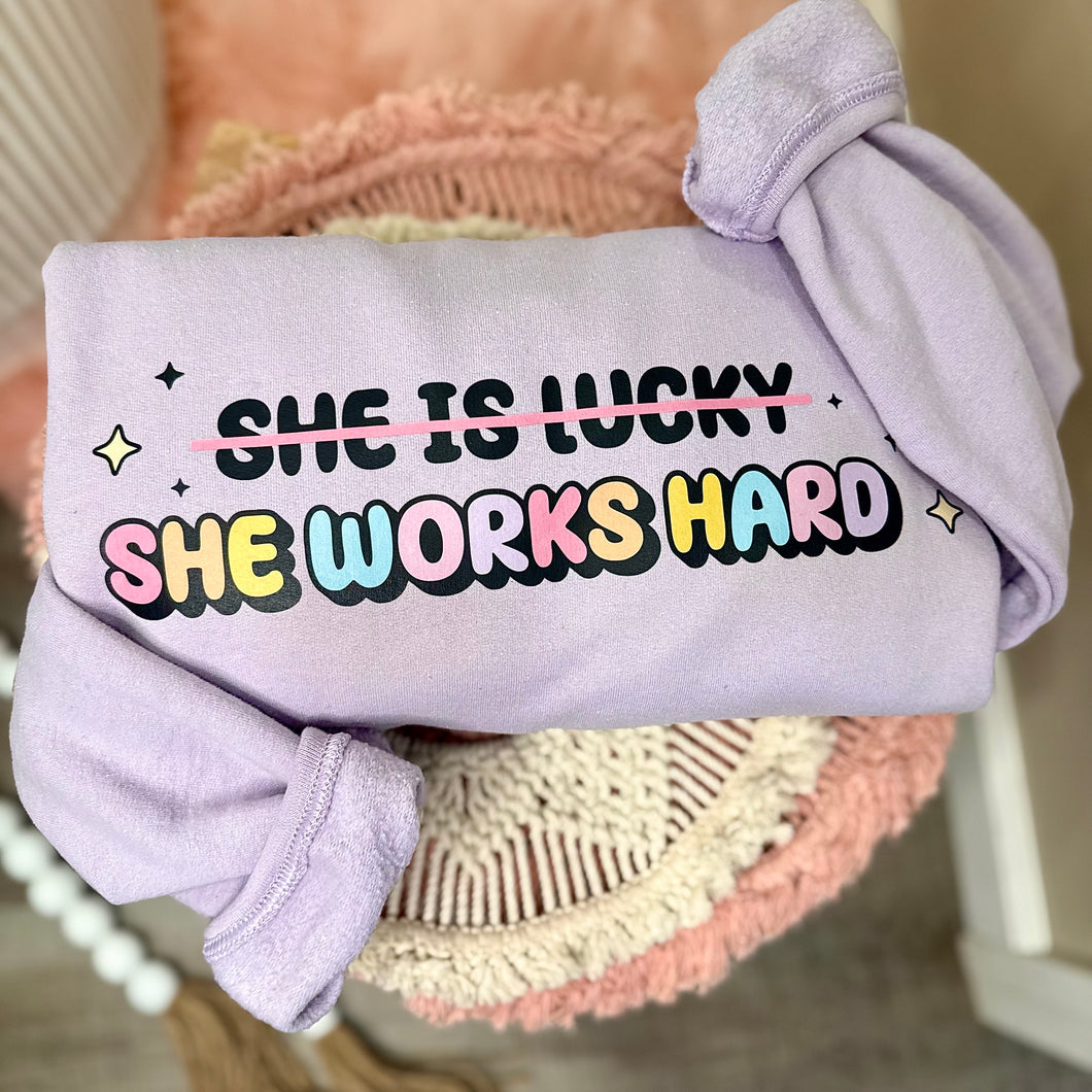 She works hard (pressed)